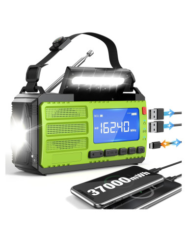 Radio de Emergencia Rychi TM-091P Solar 37000mWh Verde