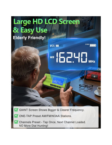 Radio de Emergencia Rychi TM-091P Solar 37000mWh Verde