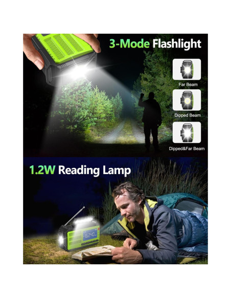 Radio de Emergencia Rychi TM-091P Solar 37000mWh Verde