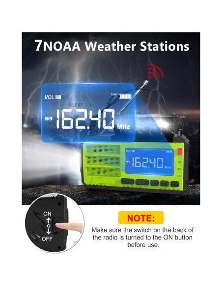 Radio de Emergencia Rychi TM-091P Solar 37000mWh Verde