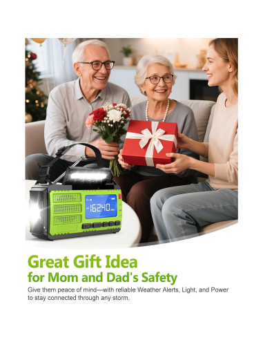 Radio de Emergencia Rychi TM-091P Solar 37000mWh Verde