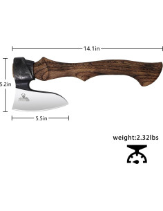 Hacha de Camping THKFWD 35.56 cm con Funda de Cuero 2
