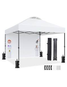 Carpa Plegable AMADA 3x3m con Paredes Laterales, Blanca