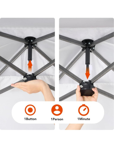 Carpa Plegable AMADA 3x3m con Paredes Laterales, Blanca