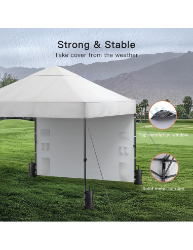 Carpa Plegable AMADA 3x3m con Paredes Laterales, Blanca