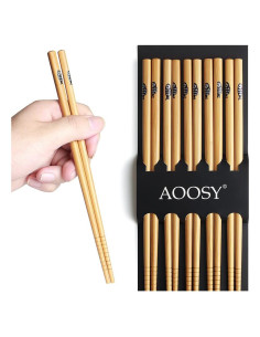 Juego de 5 pares de palillos de bambú AOOSY 22.5 cm