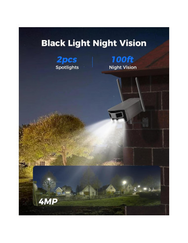 Cámara de Seguridad Inalámbrica Hiseeu 4MP Doble Lente 180