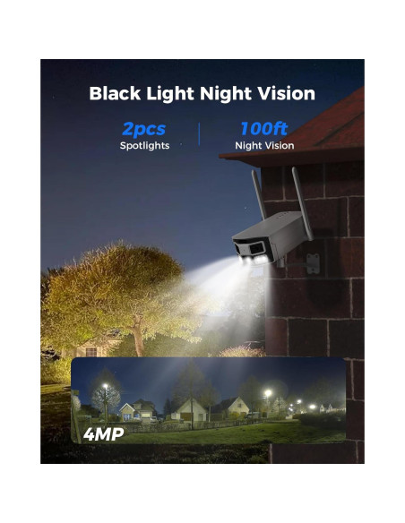 Cámara de Seguridad Inalámbrica Hiseeu 4MP Doble Lente 180