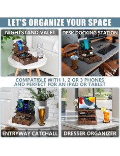 Estación de Acoplamiento de Madera Parkway para 3 Teléfonos 2