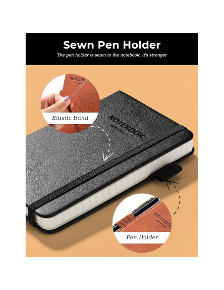 Cuaderno de Bolsillo AISBUGUR 2-Pack Tapa Dura Rayado 8.9x14 cm