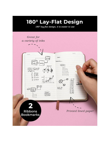 Cuaderno de Bolsillo AISBUGUR 2-Pack Tapa Dura Rayado 8.9x14 cm