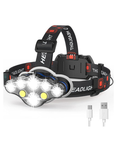 Linterna Frontal Recargable JNDFOFC 8 LED IPX4 8 Modos