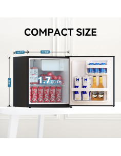 Mini Nevera Frestec 1.7 Pies Cúbicos con Congelador Negro 2