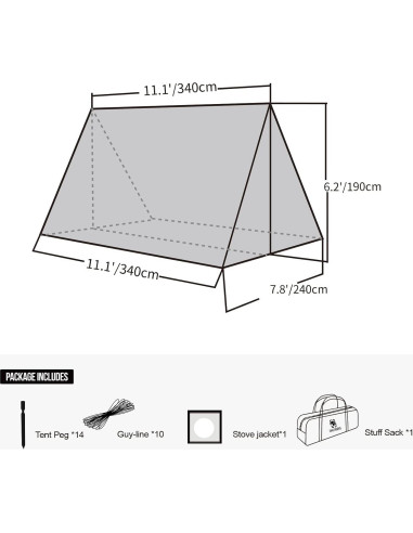 Carpa Caliente OneTigris ROCDOMUS 340x240cm Impermeable