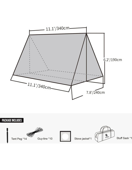 Carpa Caliente OneTigris ROCDOMUS 340x240cm Impermeable