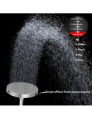 Cabezal de Ducha Voolan Alta Presión con Filtro y Manguera 150 cm