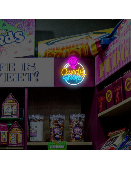 Cartel de Neón LED Regulable Moodlion Tienda de Dulces 32x38 cm