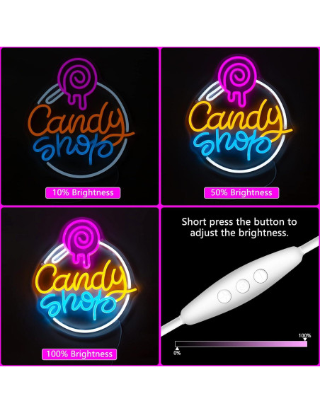 Cartel de Neón LED Regulable Moodlion Tienda de Dulces 32x38 cm