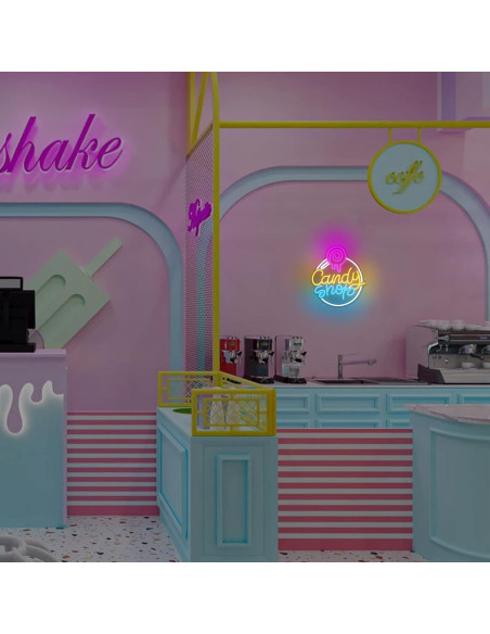 Cartel de Neón LED Regulable Moodlion Tienda de Dulces 32x38 cm