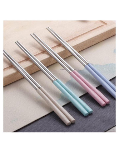Set de Palillos de Acero Inoxidable AQuS 4 Pares Multicolor