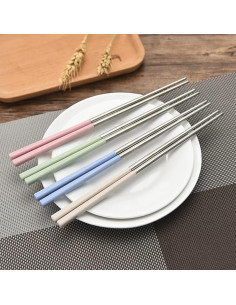 Set de Palillos de Acero Inoxidable AQuS 4 Pares Multicolor 2