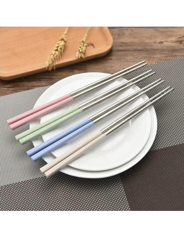 Set de Palillos de Acero Inoxidable AQuS 4 Pares Multicolor