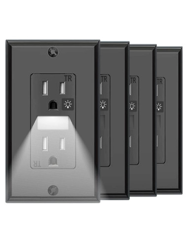Enchufe de Pared SOZULAMP con Luz Nocturna 4 Unidades Negro