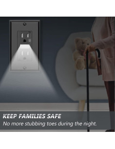 Enchufe de Pared SOZULAMP con Luz Nocturna 4 Unidades Negro 2