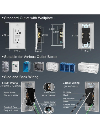 Enchufe de Pared SOZULAMP con Luz Nocturna 4 Unidades Negro
