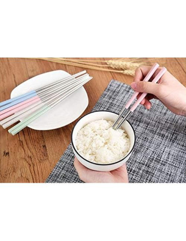 Set de Palillos de Acero Inoxidable AQuS 4 Pares Multicolor