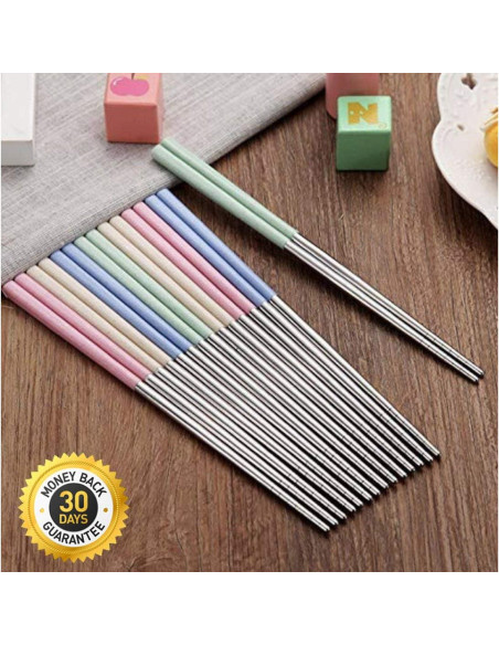 Set de Palillos de Acero Inoxidable AQuS 4 Pares Multicolor