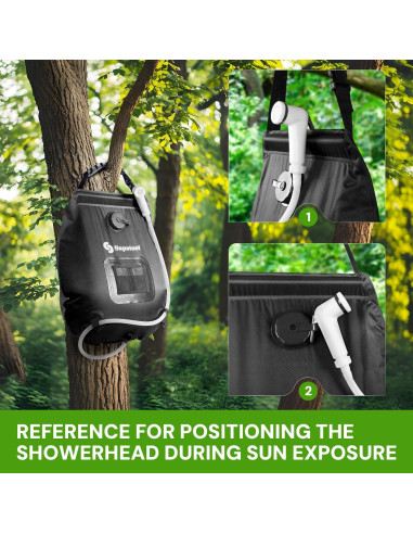 Bolsa de Ducha Solar Sapsisel 20L con Manguera y Cabezal Mejorado