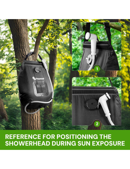 Bolsa de Ducha Solar Sapsisel 20L con Manguera y Cabezal Mejorado