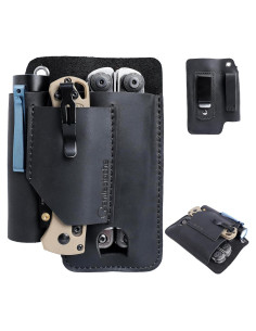 Funda de Multiherramienta de Cuero Gentlestache Negra EDC