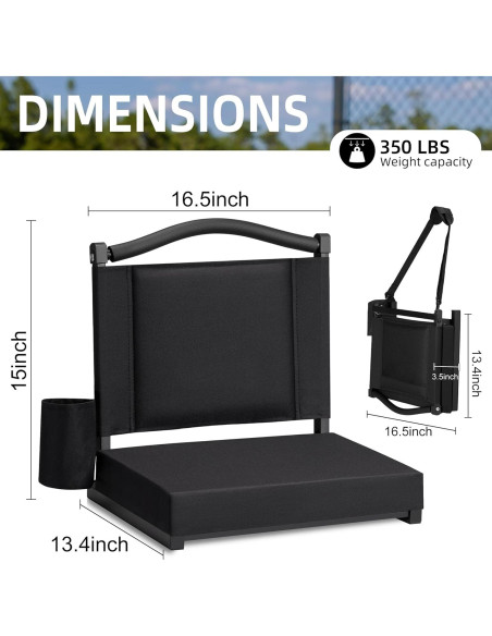 Asiento de Estadio HABUTWAY con Respaldo y Cojín Grueso 159kg
