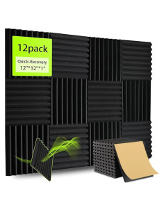 Paquete de 12 Paneles Acústicos EEKIYA 30.48x30.48 cm Autoadhesivos