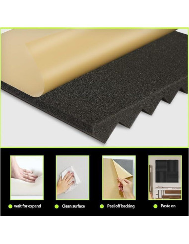 Paquete de 12 Paneles Acústicos EEKIYA 30.48x30.48 cm Autoadhesivos