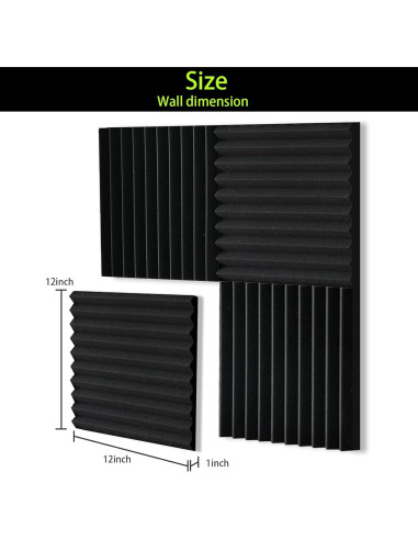 Paquete de 12 Paneles Acústicos EEKIYA 30.48x30.48 cm Autoadhesivos