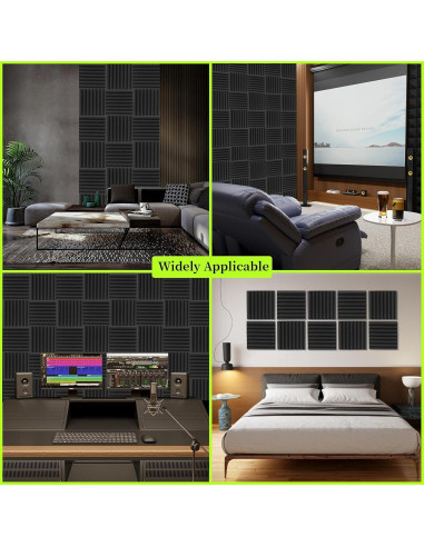 Paquete de 12 Paneles Acústicos EEKIYA 30.48x30.48 cm Autoadhesivos