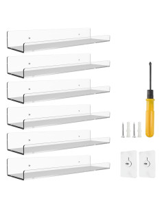 Estantes Acrílicos Transparentes BTSD-home 6 Paquete 38.1x10.16 cm