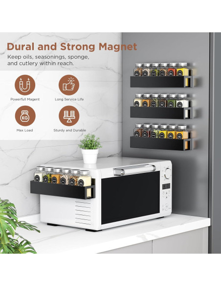 Estante Magnético para Especias Agotglmi - 4 Estantes y 24 Frascos