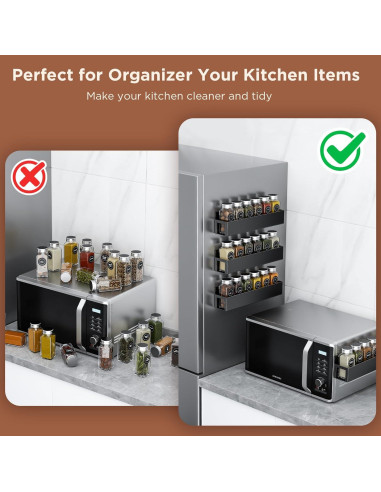 Estante Magnético para Especias Agotglmi - 4 Estantes y 24 Frascos