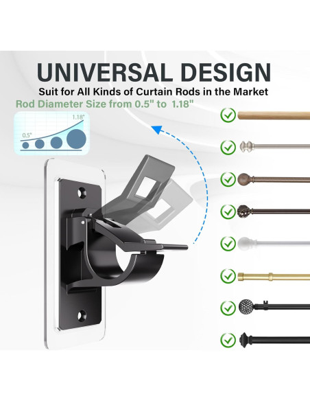 Soportes de Varilla Autoadhesivos Antimbee - Paquete de 6, 9 kg