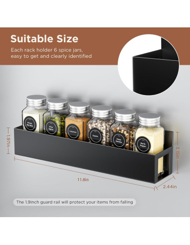 Estante Magnético para Especias Agotglmi - 4 Estantes y 24 Frascos