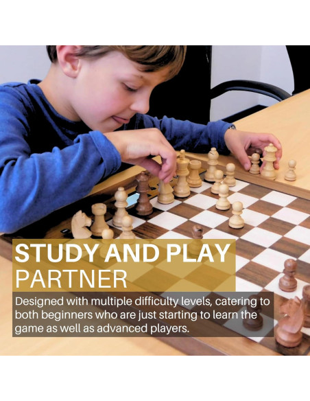 Juego de Ajedrez Electrónico Millennium M830 - Tablero AI y Piezas de Madera