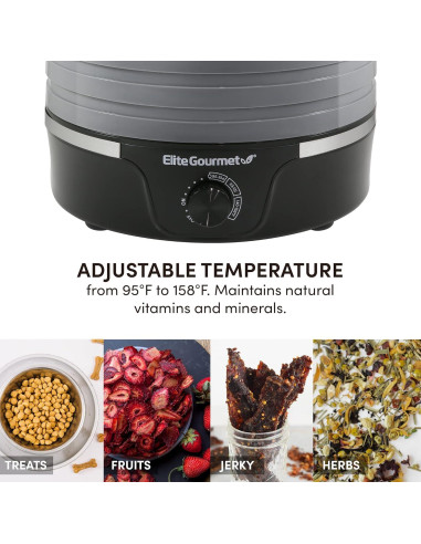Deshidratador de Alimentos Elite Gourmet EFD319DKG 5 Bandejas 350W