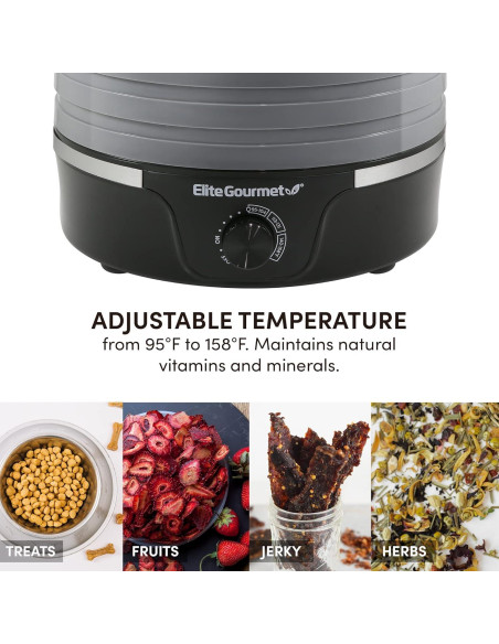 Deshidratador de Alimentos Elite Gourmet EFD319DKG 5 Bandejas 350W