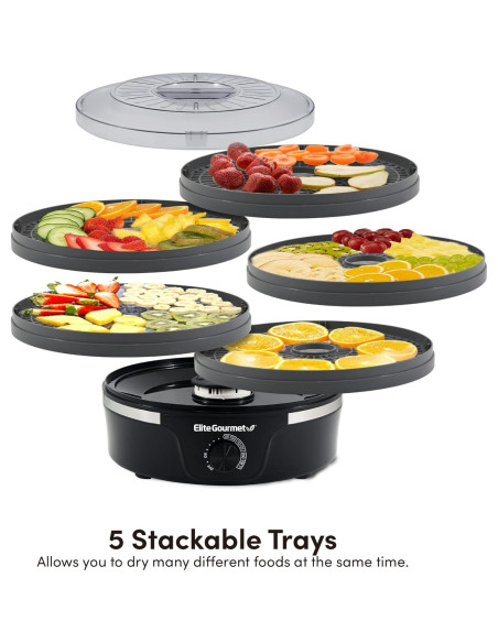 Deshidratador de Alimentos Elite Gourmet EFD319DKG 5 Bandejas 350W
