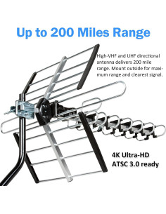 Antena HDTV Five Star 2025 Yagi 200 Millas 4K VHF/UHF 2