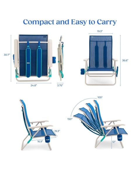 Silla de Playa Shibumi Shade Plegable 136kg Azul Marino